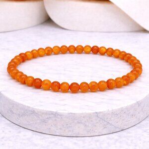 Orange Chalcedony Stone 6mm Beads Stretch Bracelet Crystal Jewelry
